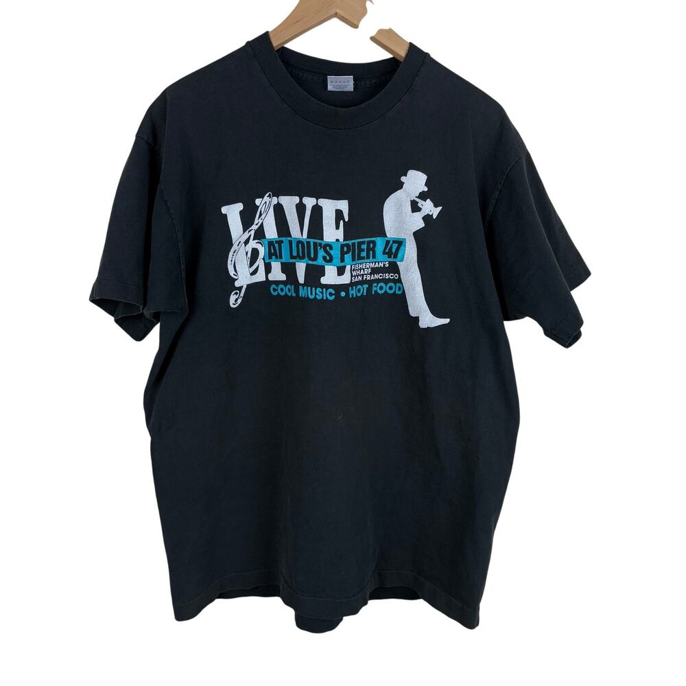 Vtg Lou's Pier 47 Fisherman's Wharf San Fran T-Shirt Size XL Single Stitch Tee